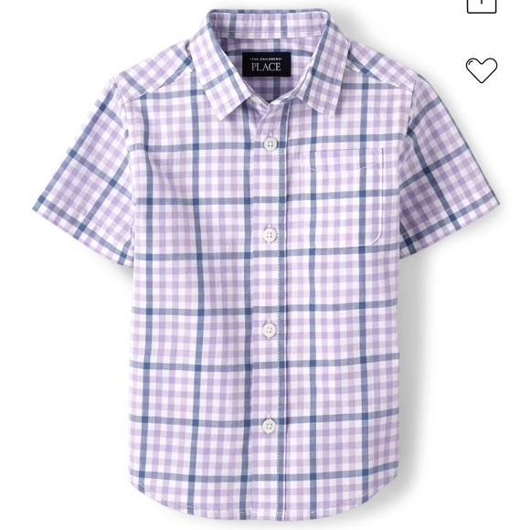 🆕 The Children’s Place, “Dad & Me” Gingham Poplin Button Shirts - Petal Purple - Picture 2 of 6